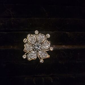 Heidi Daus Crystal Flower Cocktail Ring, Size 7